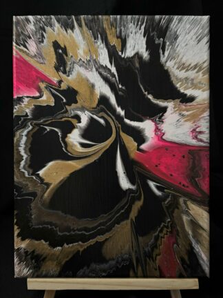 #0054 - Original 9x12 - Black, White, Gold and Neon Pink