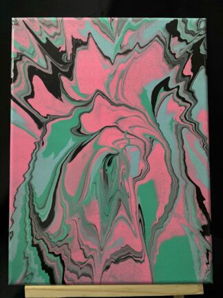 #0064 - Original 9x12 - Turquoise, Light Blue, Pink, and Black