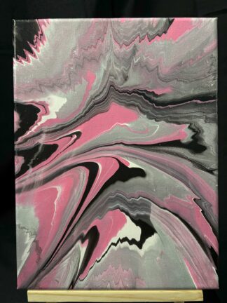 #0077 - Original 9x12 - Black, White, Silver, and Pink