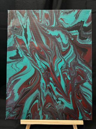 #A0011 - Original 11x14 - Teal, Red, and Black