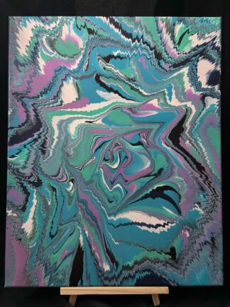#C0004 - Original 16x20 - White, Turquoise, Blue, Light Purple, Navy, and Black