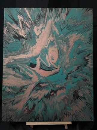 #C0008 - Original 16x20 - Teal, Rose Gold, and Black