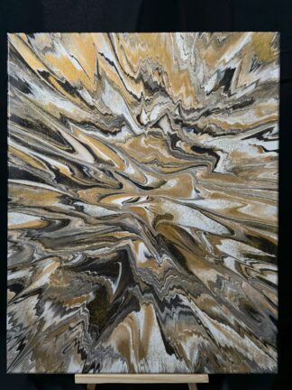 #C0009 - Original 16x20 - Black, White, Gold, and Silver, with Gold Glitter