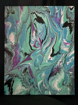 #C0020 - Original 16x20 - Blue, Turquoise, Black, White, and Neon Purple
