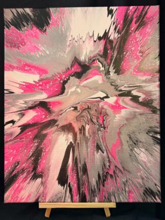 #C0023 - Original 16x20 - Black, White, Silver, and Neon Pink
