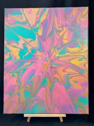 #C0025 - Original 16x20 - Turquoise, Pink, Rose Gold, Gold, and Light Purple