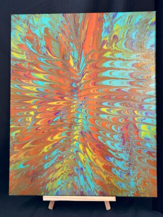 #C0028 - Original 16x20 - Orange, Yellow, Turquoise, and Neon Purple