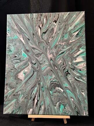 #C0043 - Original 16x20 - Turquoise, Black, White, and Silver