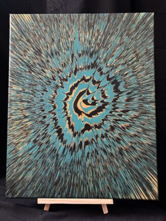 #C0047 - Original 16x20 - Gold, Black, and Teal